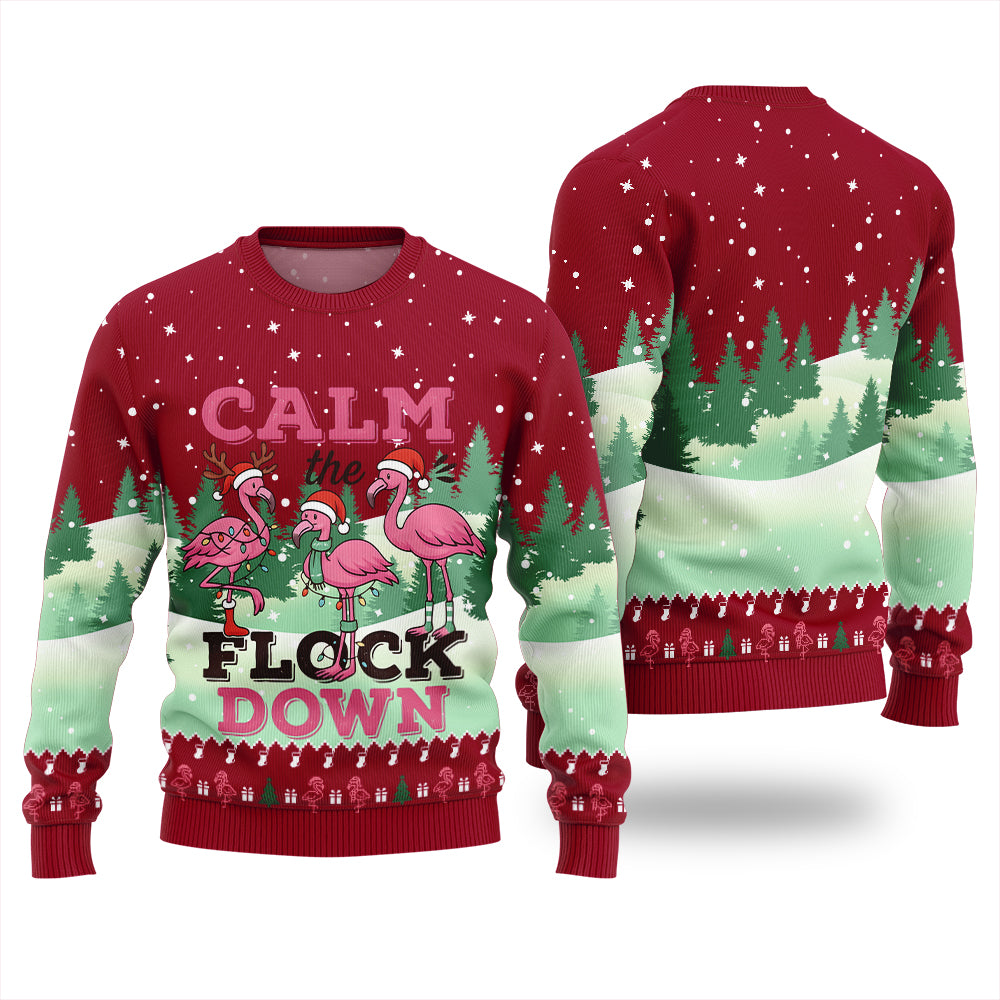 Calm The Flock Down Funny Christmas Sweater