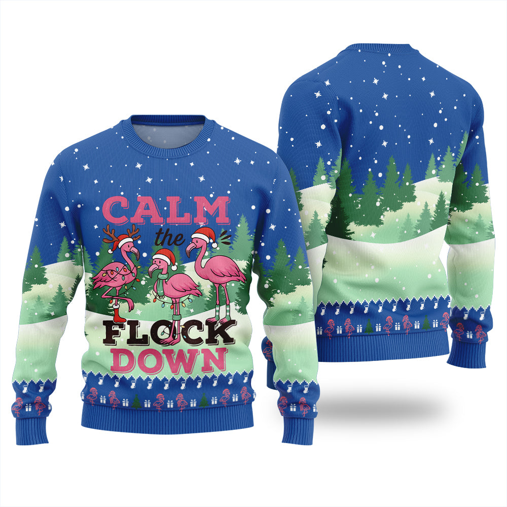 Calm The Flock Down Funny Christmas Sweater