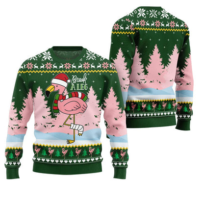 Flamingo Break A Leg Funny Christmas Sweater