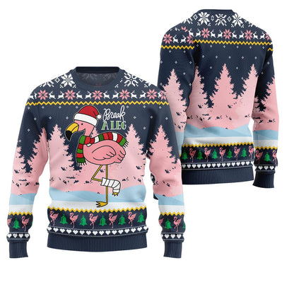 Flamingo Break A Leg Funny Christmas Sweater