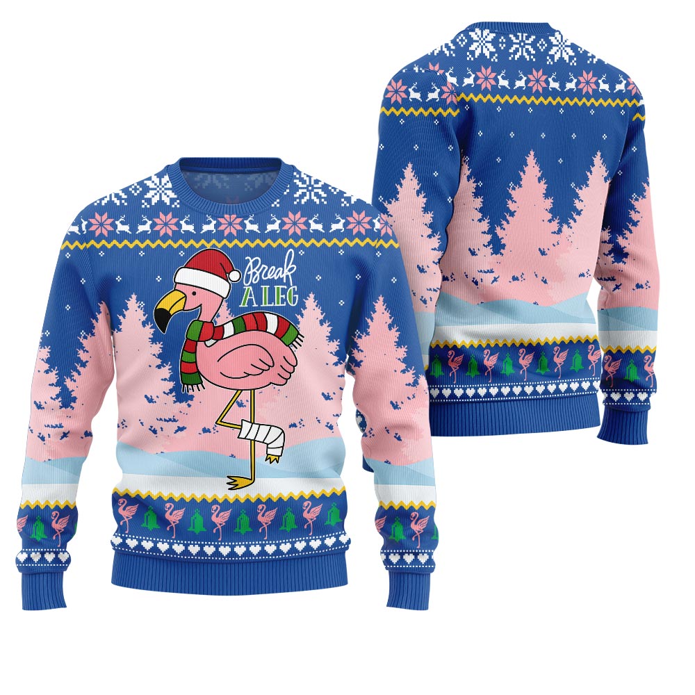 Flamingo Break A Leg Funny Christmas Sweater