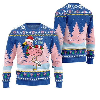 Flamingo Break A Leg Funny Christmas Sweater