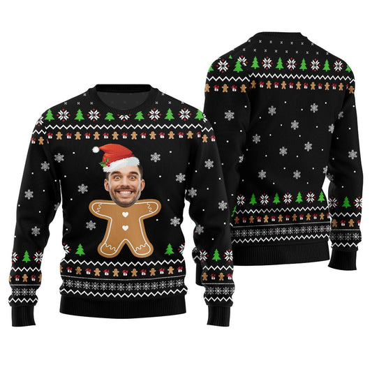 Gingerbread Custom Face Ugly Christmas Sweater