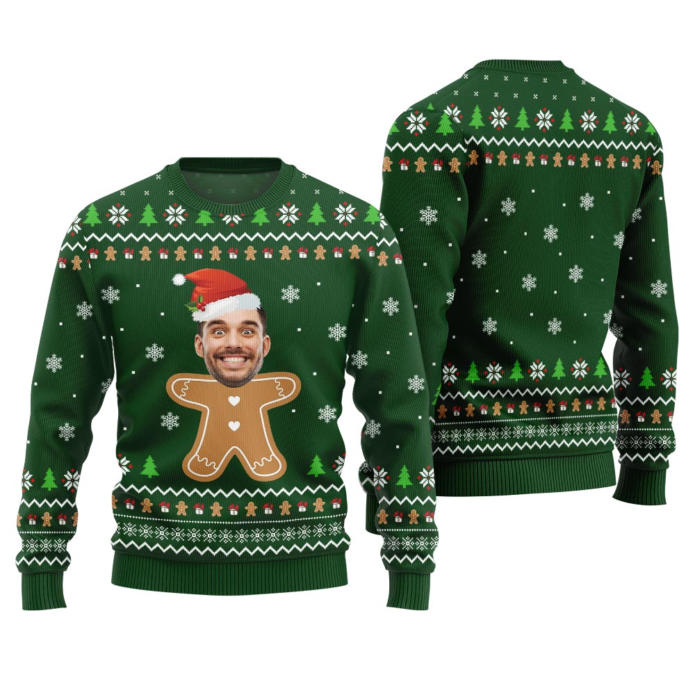 Gingerbread Custom Face Ugly Christmas Sweater