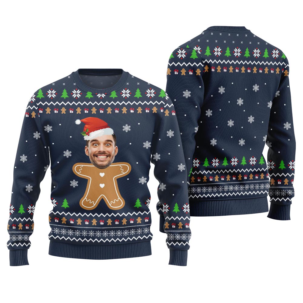 Gingerbread Custom Face Ugly Christmas Sweater