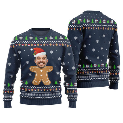 Gingerbread Custom Face Ugly Christmas Sweater