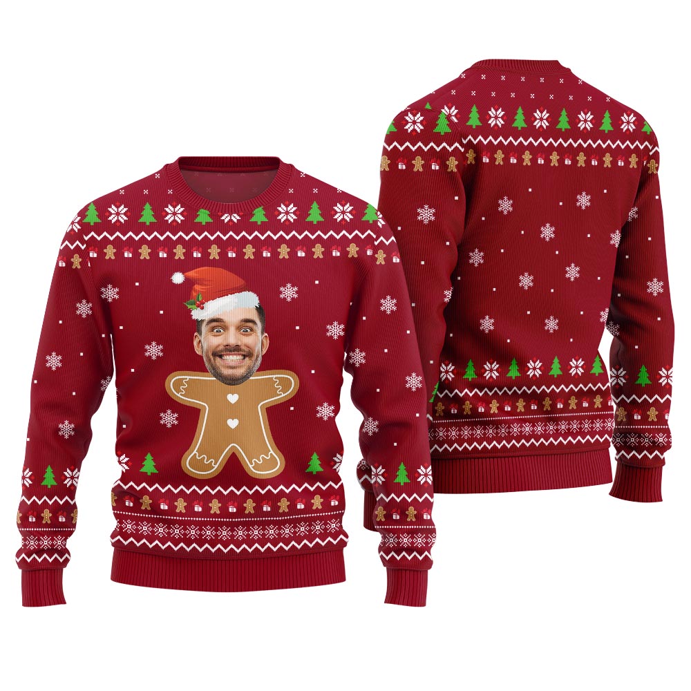 Gingerbread Custom Face Ugly Christmas Sweater