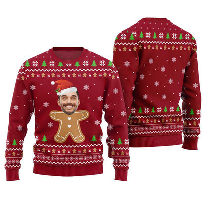 Gingerbread Custom Face Ugly Christmas Sweater