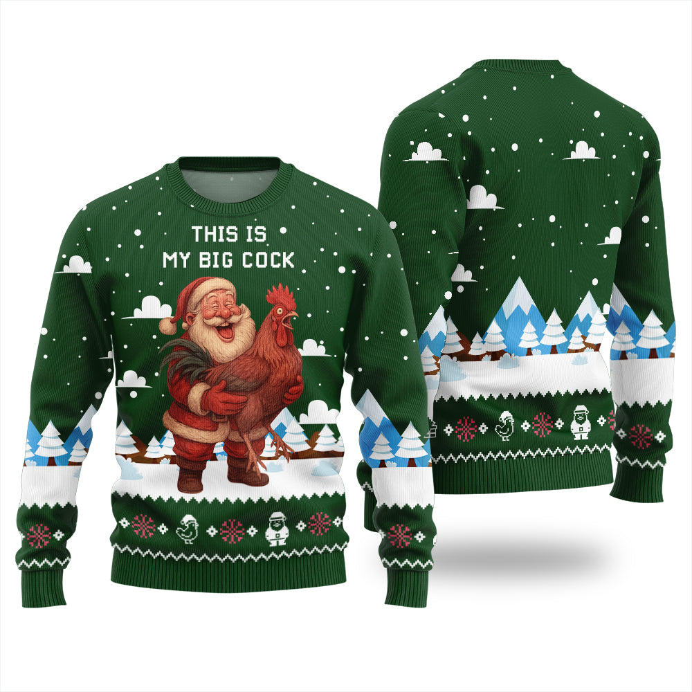 Santa Rooster Ugly Christmas Sweater