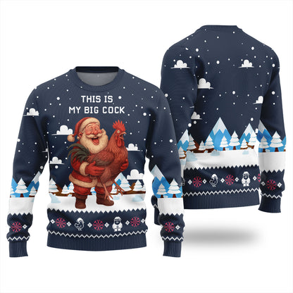 Santa Rooster Ugly Christmas Sweater
