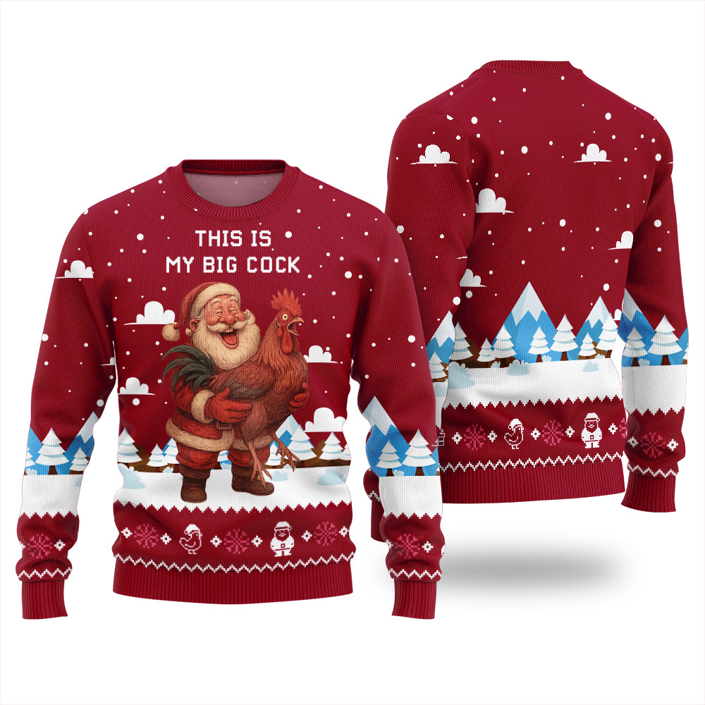 Santa Rooster Ugly Christmas Sweater