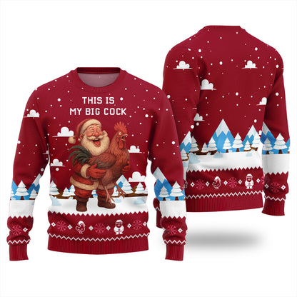 Santa Rooster Ugly Christmas Sweater