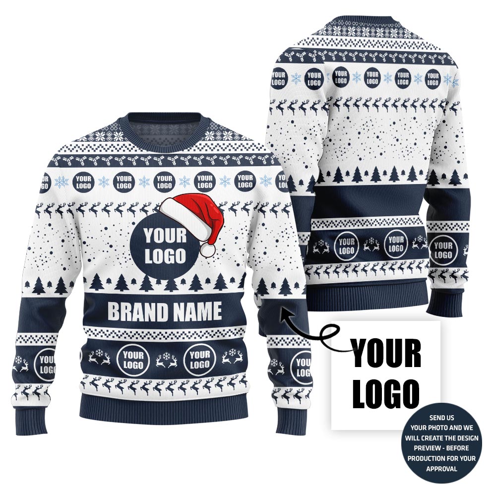 Custom Logo With Christmas Hat Ugly Sweater