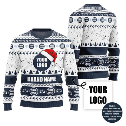 Custom Logo With Christmas Hat Ugly Sweater