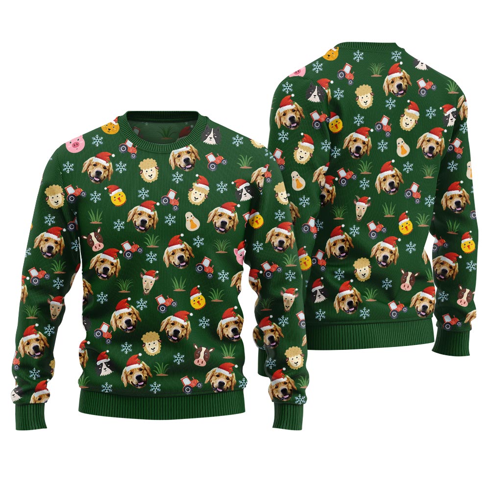 Custom Animal Face Christmas Sweater