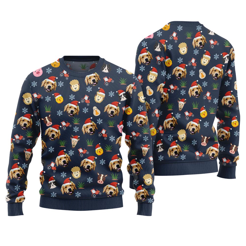 Custom Animal Face Christmas Sweater
