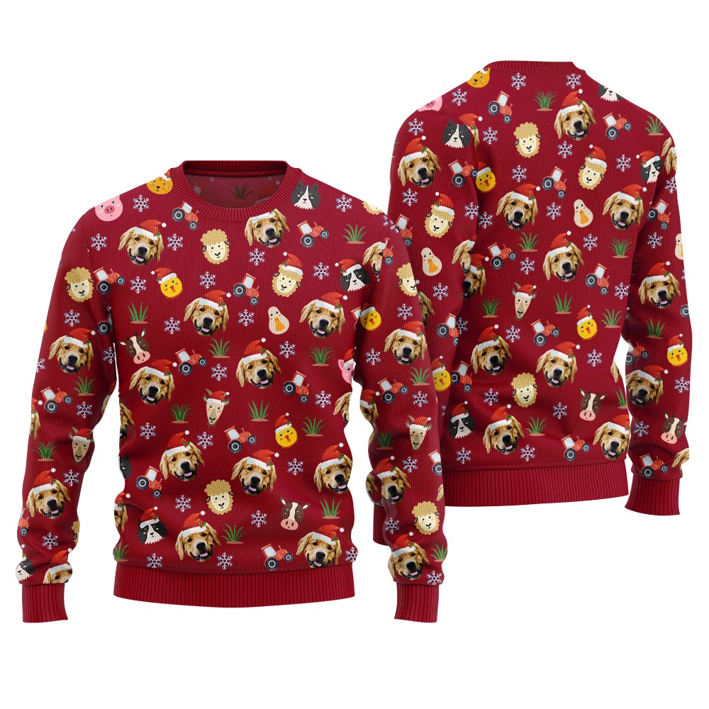 Custom Animal Face Christmas Sweater