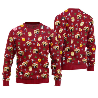 Custom Animal Face Christmas Sweater