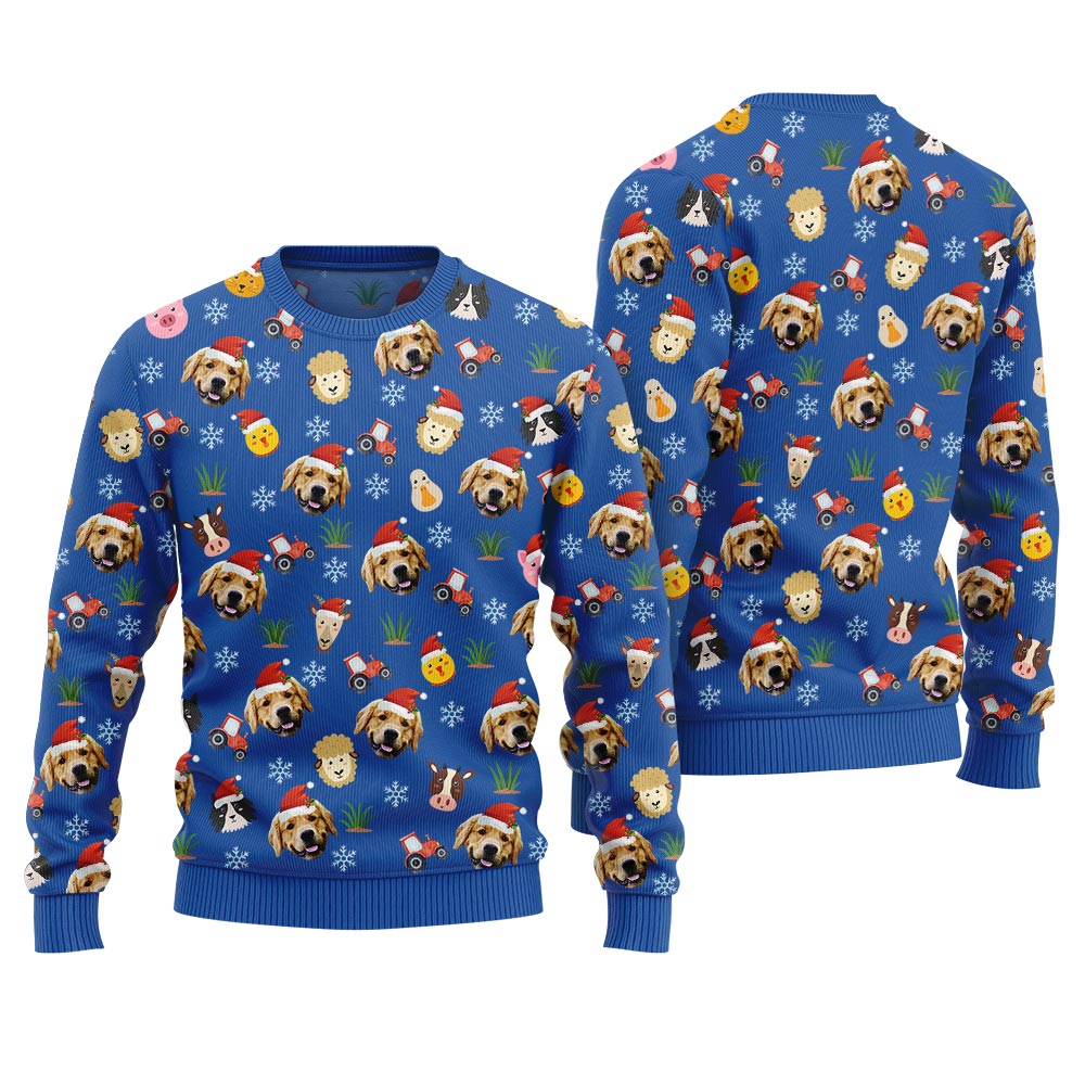 Custom Animal Face Christmas Sweater