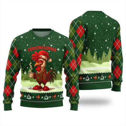 Sleepy Rooster Ugly Christmas Sweater