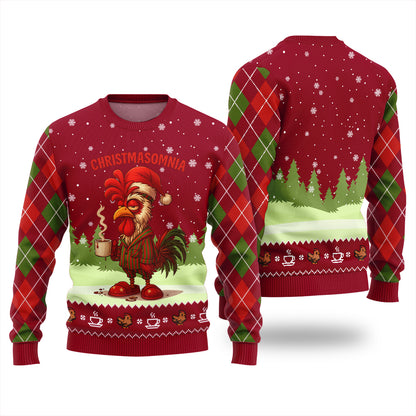 Sleepy Rooster Ugly Christmas Sweater