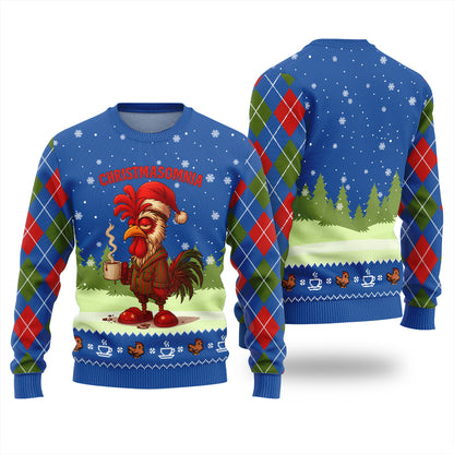 Sleepy Rooster Ugly Christmas Sweater