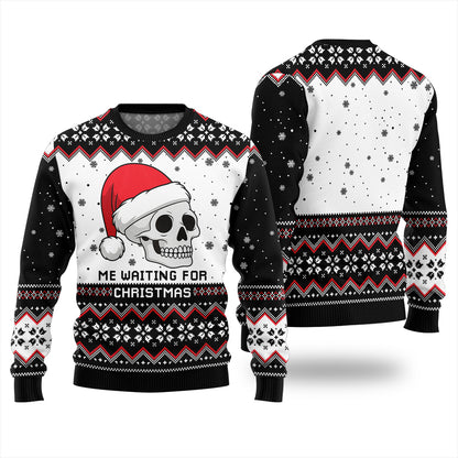 Skull Waiting For Christmas Ugly Sweater