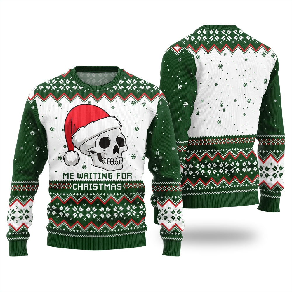 Skull Waiting For Christmas Ugly Sweater