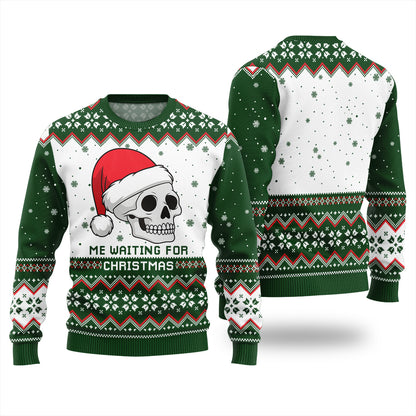 Skull Waiting For Christmas Ugly Sweater