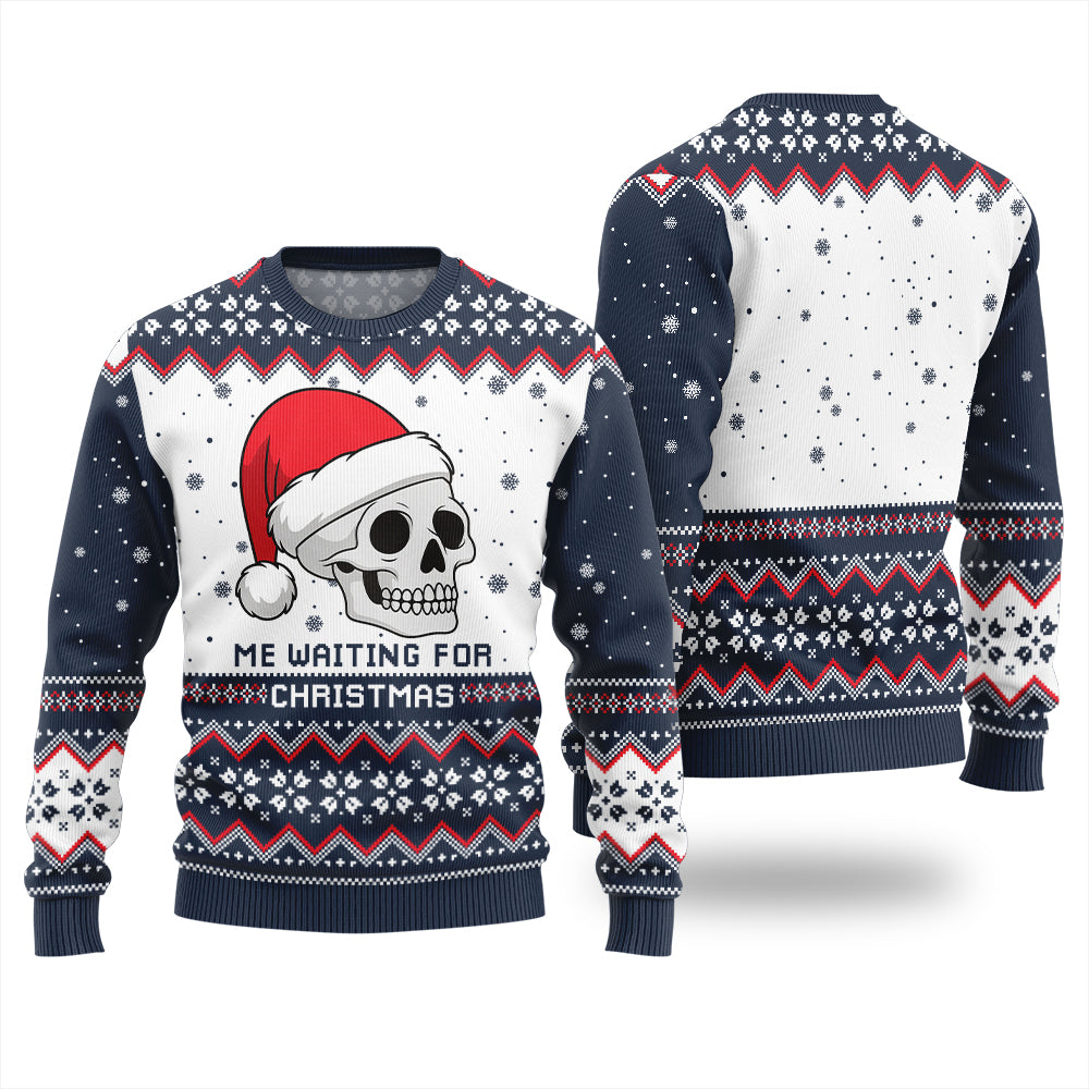 Skull Waiting For Christmas Ugly Sweater