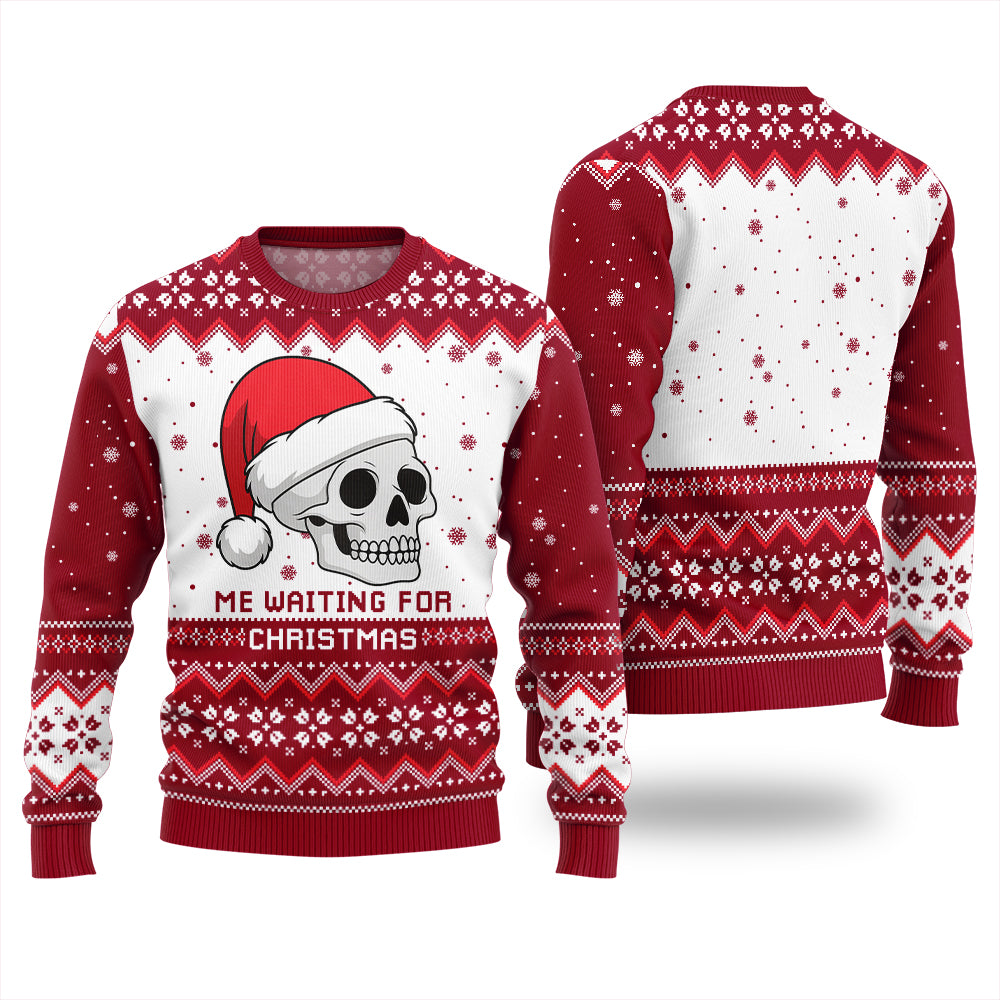 Skull Waiting For Christmas Ugly Sweater