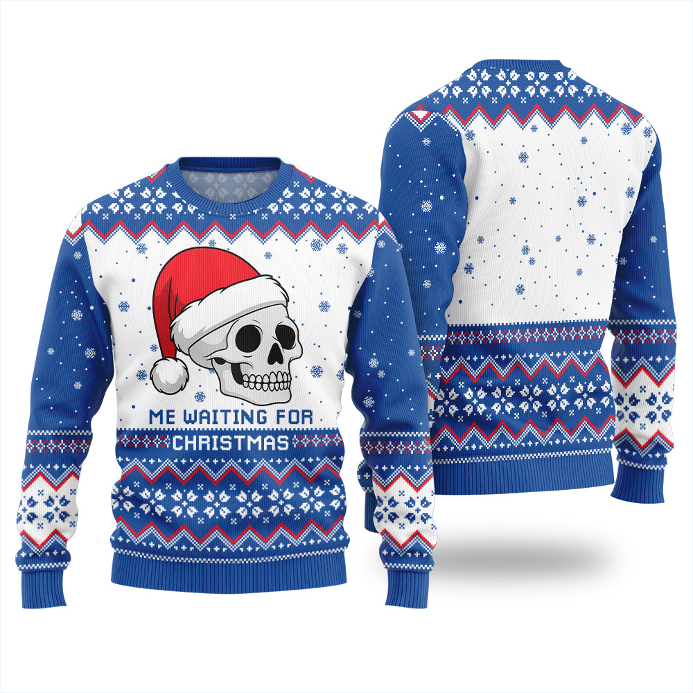 Skull Waiting For Christmas Ugly Sweater
