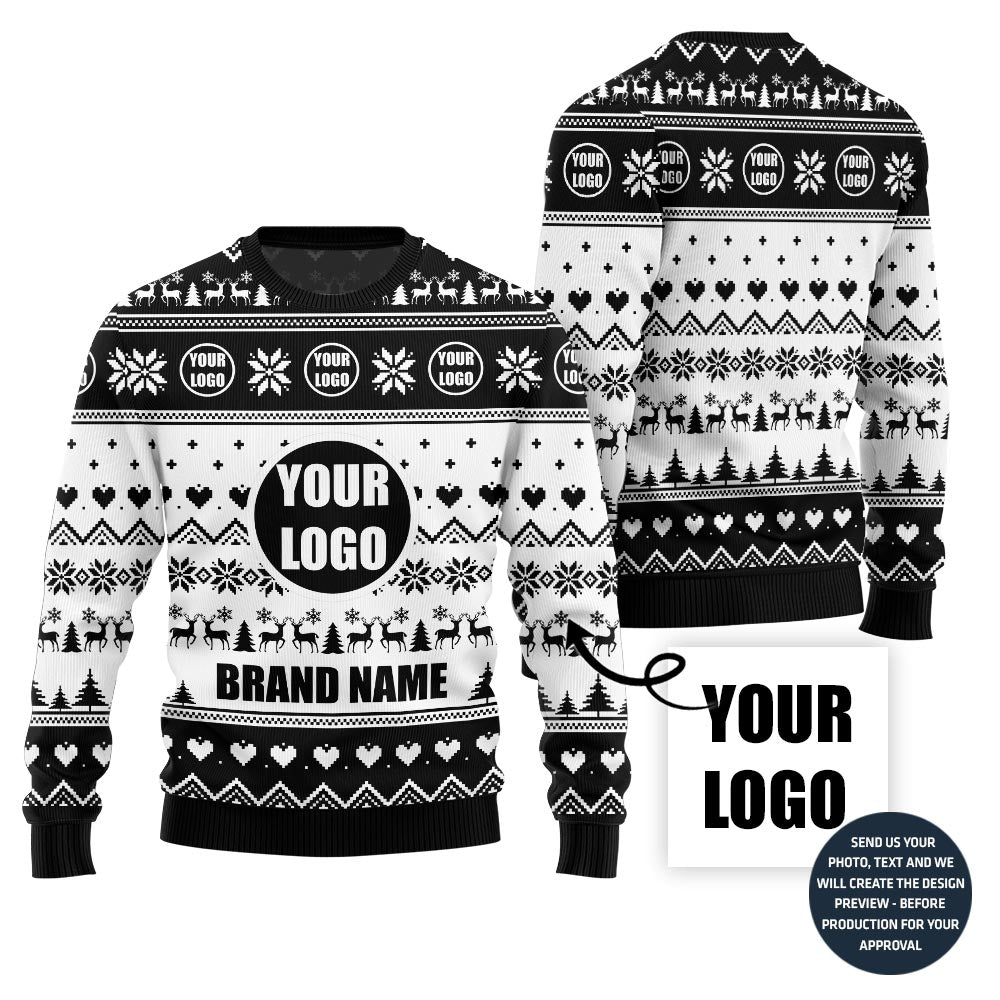 Custom Logo And Brand Name Christmas Pattern Sweater