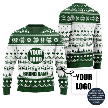 Custom Logo And Brand Name Christmas Pattern Sweater