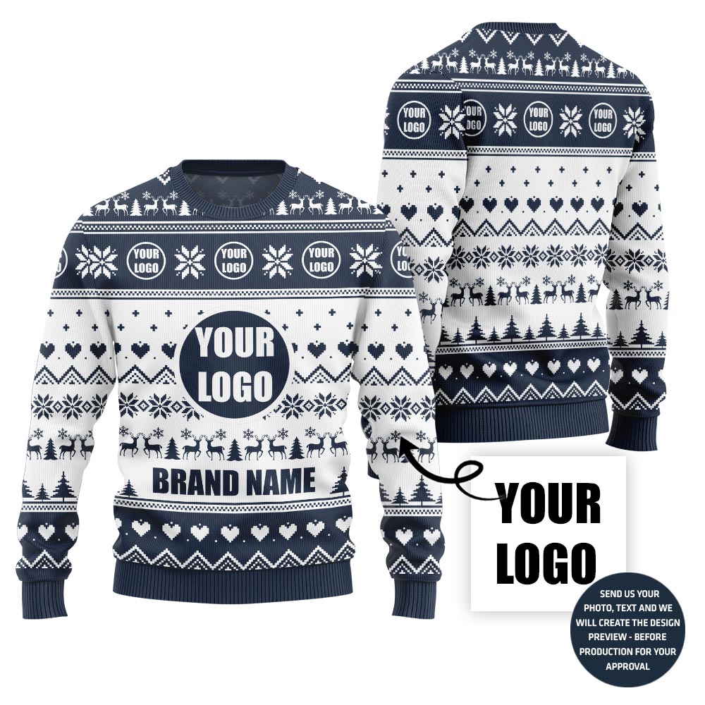 Custom Logo And Brand Name Christmas Pattern Sweater