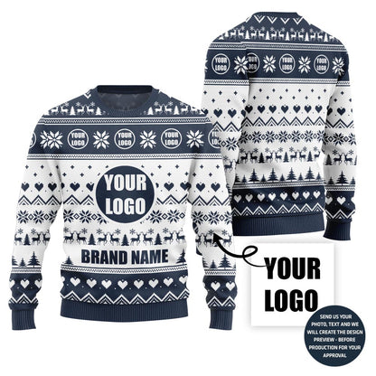 Custom Logo And Brand Name Christmas Pattern Sweater