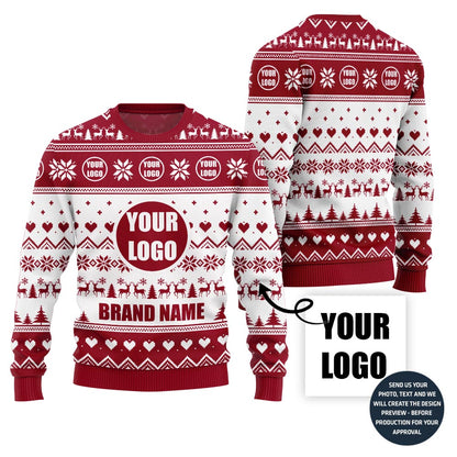Custom Logo And Brand Name Christmas Pattern Sweater