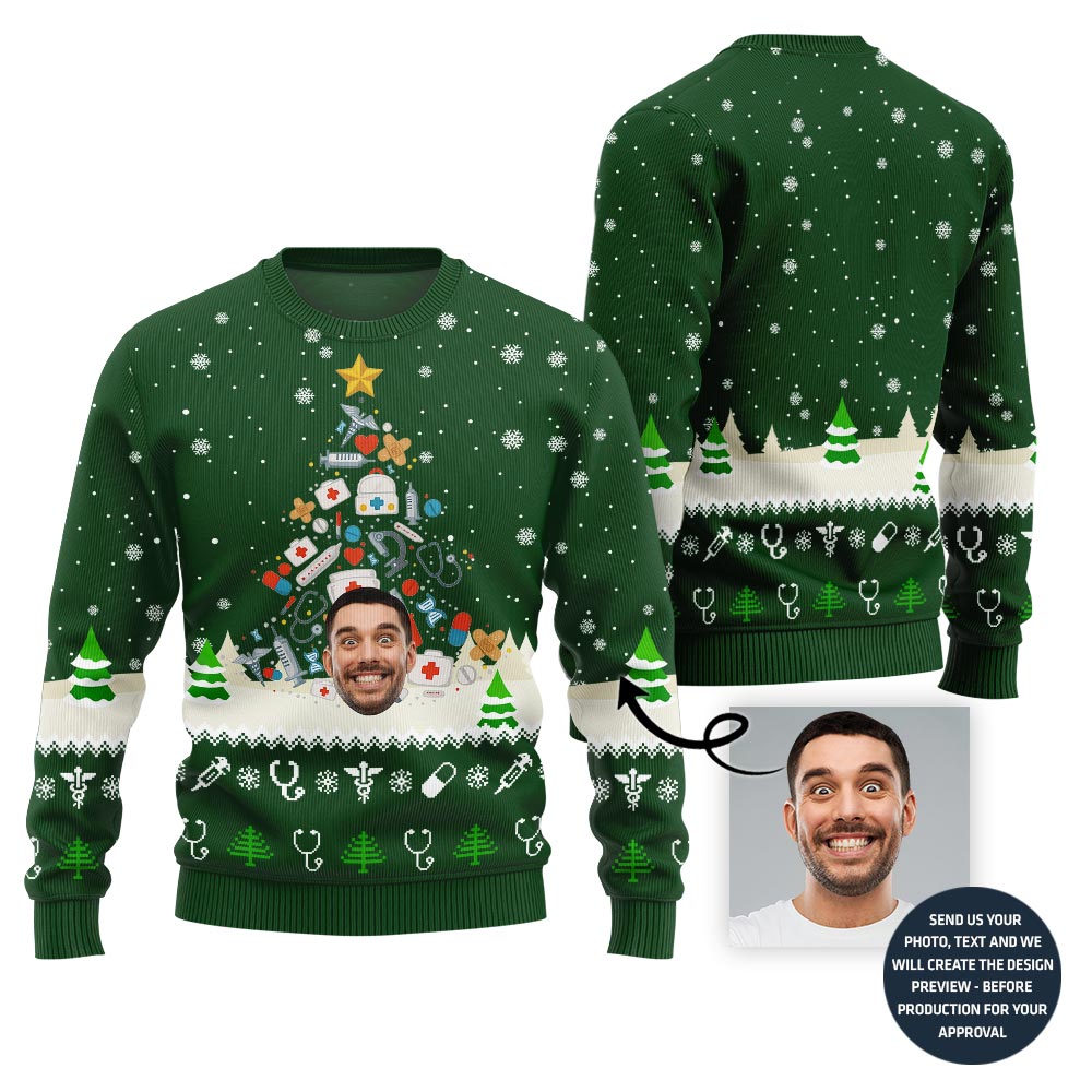 Christmas Tree Medical Custom Face Ugly Sweater