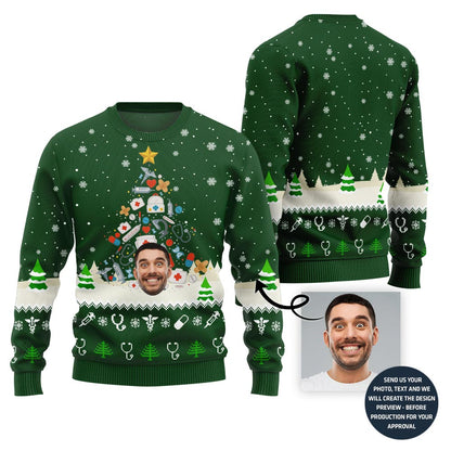 Christmas Tree Medical Custom Face Ugly Sweater