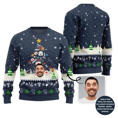 Christmas Tree Medical Custom Face Ugly Sweater