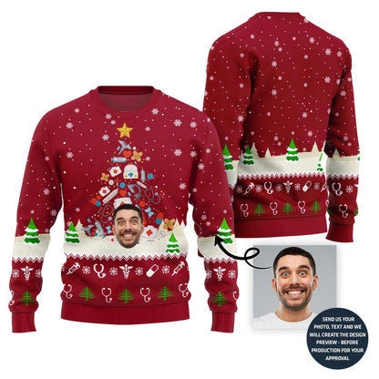Christmas Tree Medical Custom Face Ugly Sweater