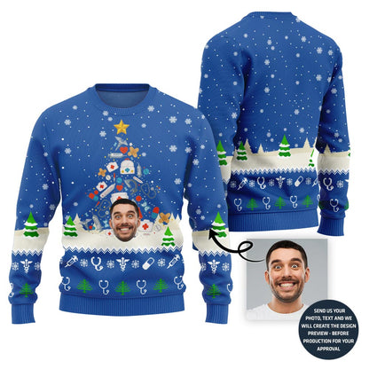 Christmas Tree Medical Custom Face Ugly Sweater