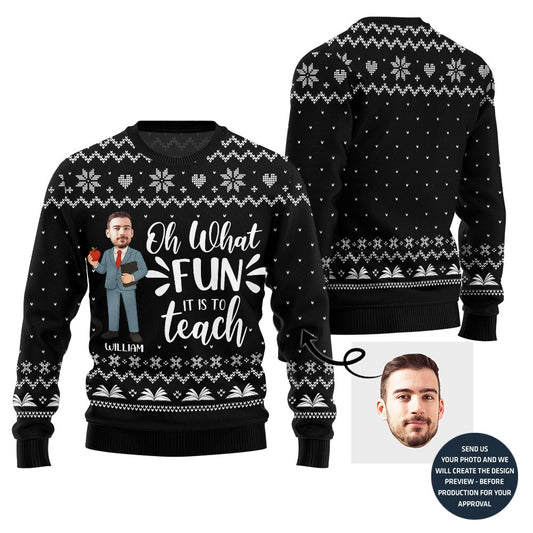 Fun Teach Ugly Christmas Sweater For Men