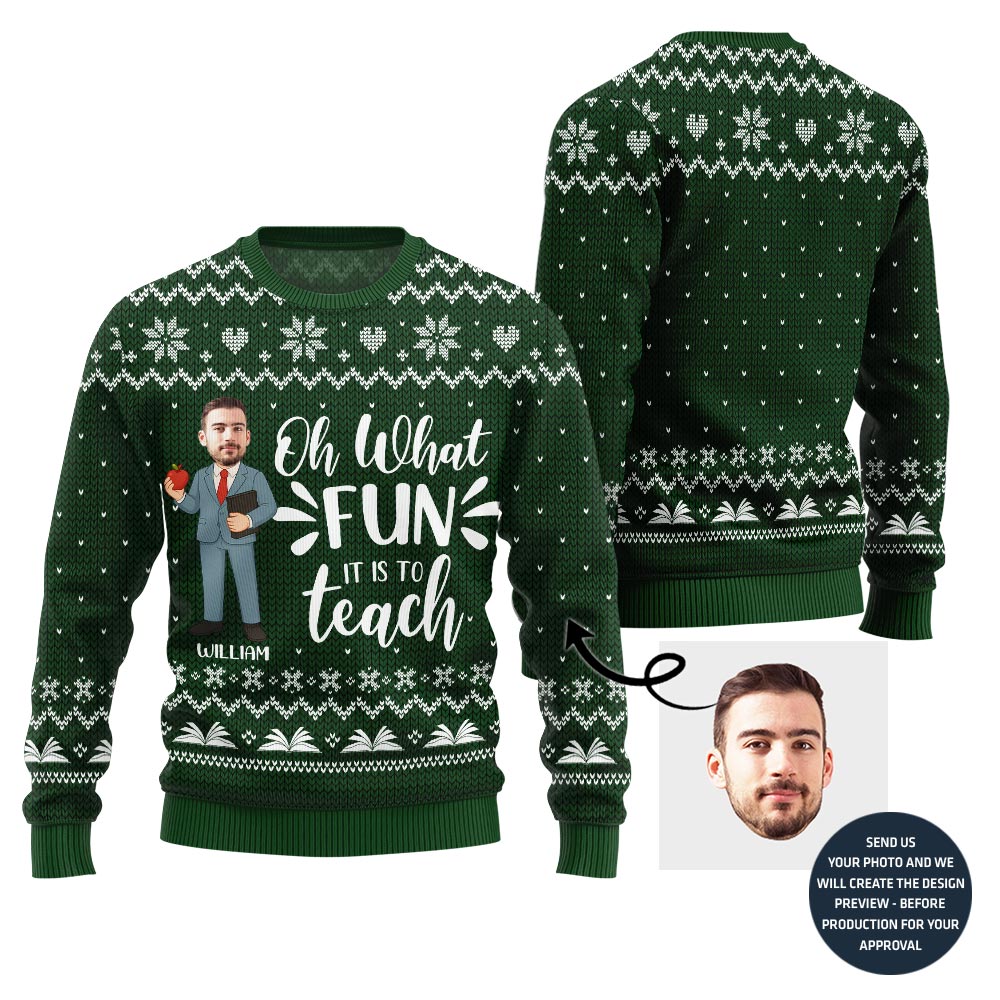 Fun Teach Ugly Christmas Sweater For Men