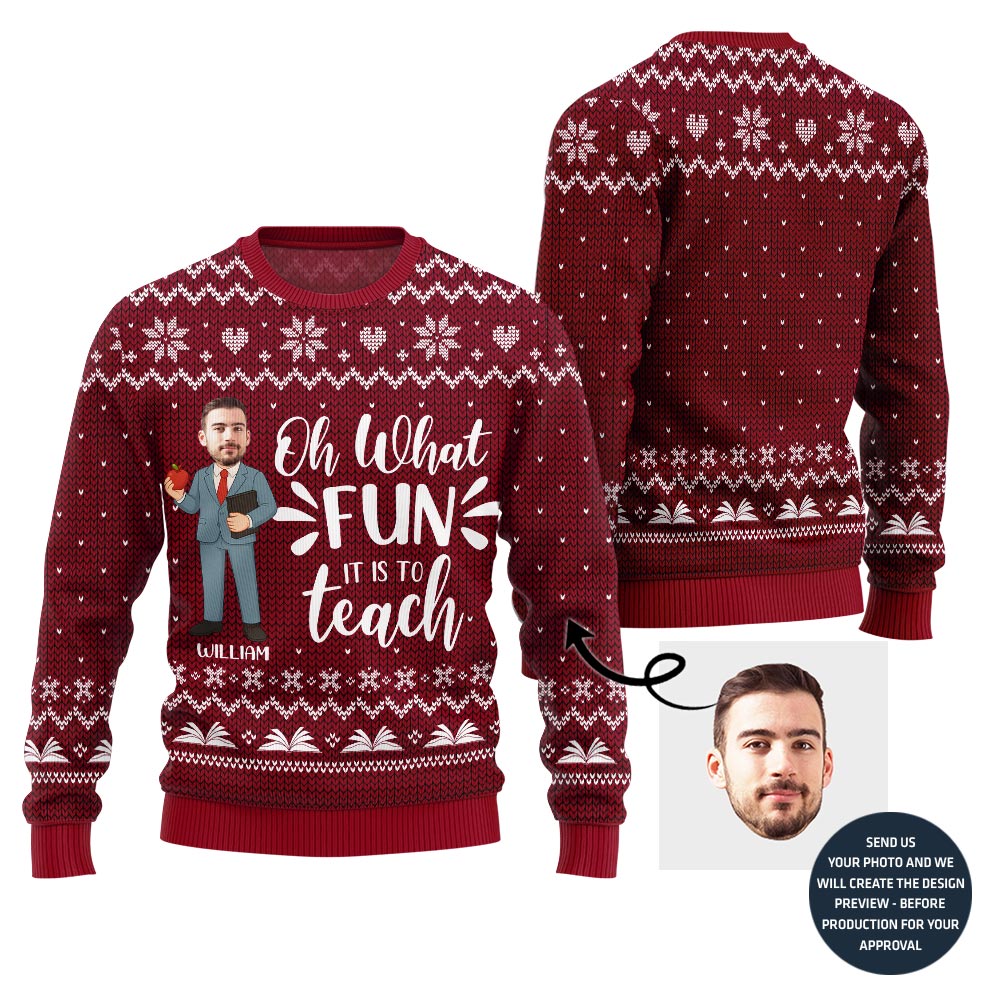 Fun Teach Ugly Christmas Sweater For Men