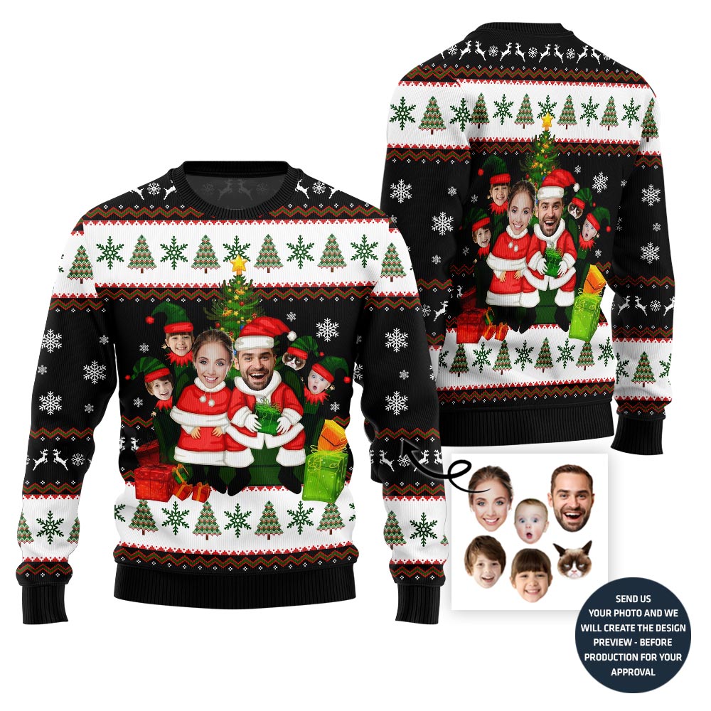 Custom Family Santa Ugly Christmas Sweater