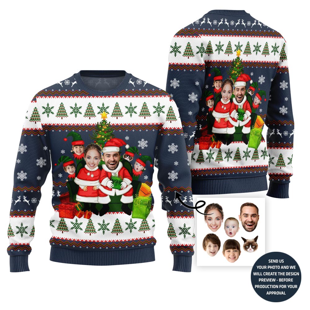 Custom Family Santa Ugly Christmas Sweater