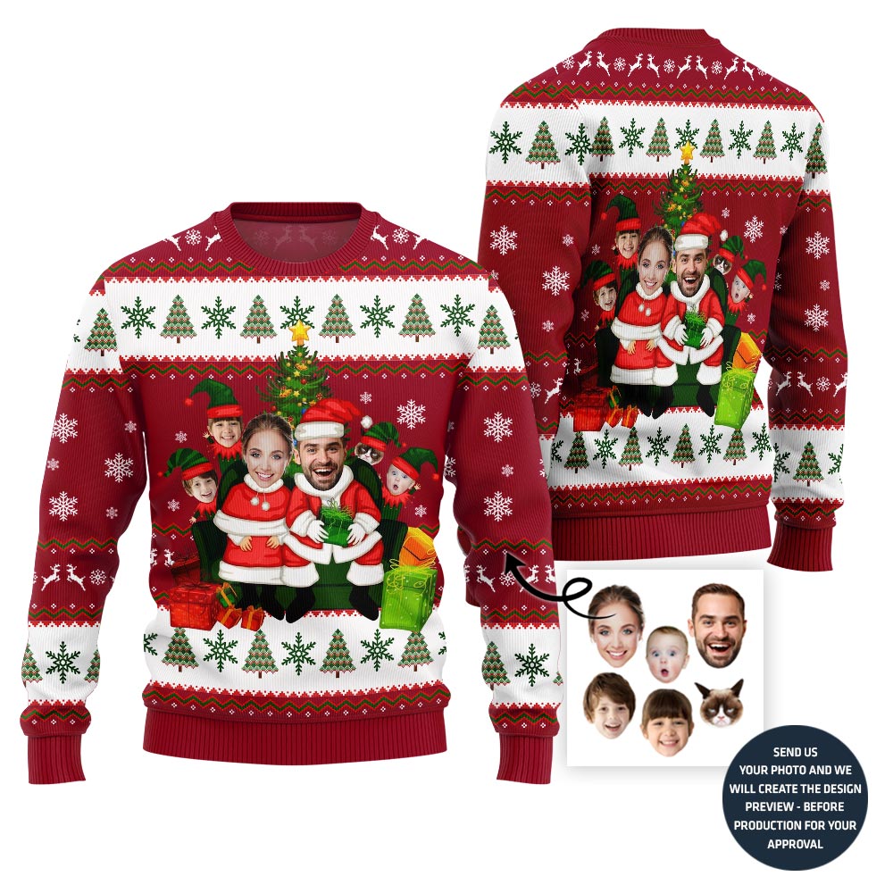 Custom Family Santa Ugly Christmas Sweater
