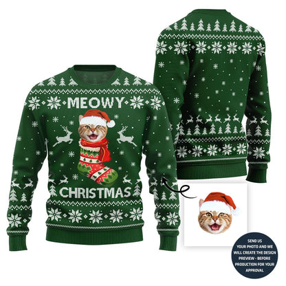 Custom Cat Face Ugly Christmas Sweater