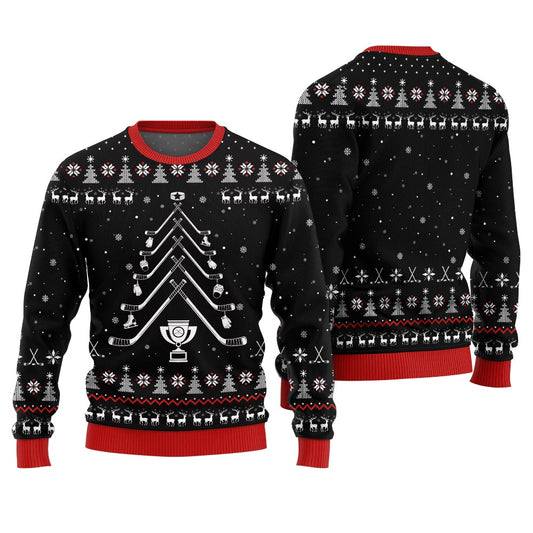 Hockey Stick Tree Christmas Sweater